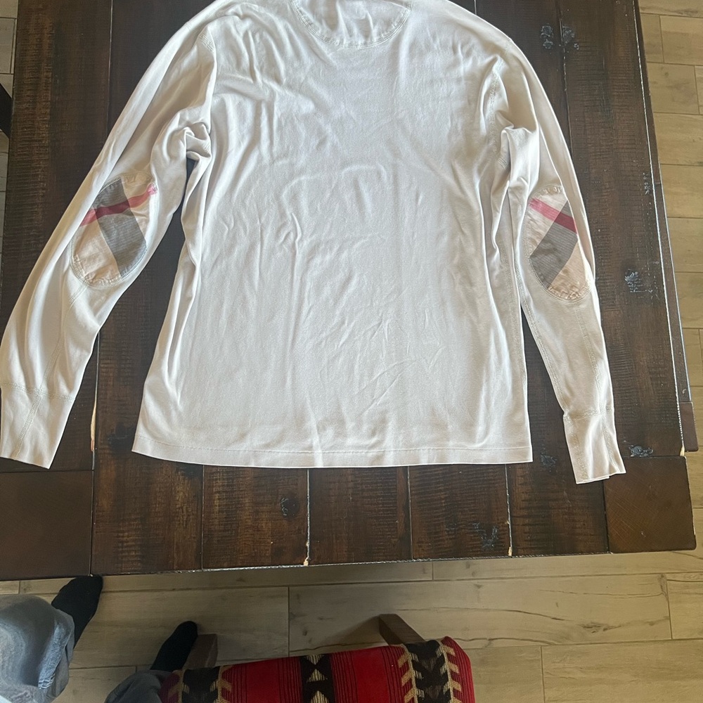 Burberry Brit Long Sleeve T-Shirt – White w/ Nova Check Elbow Patches